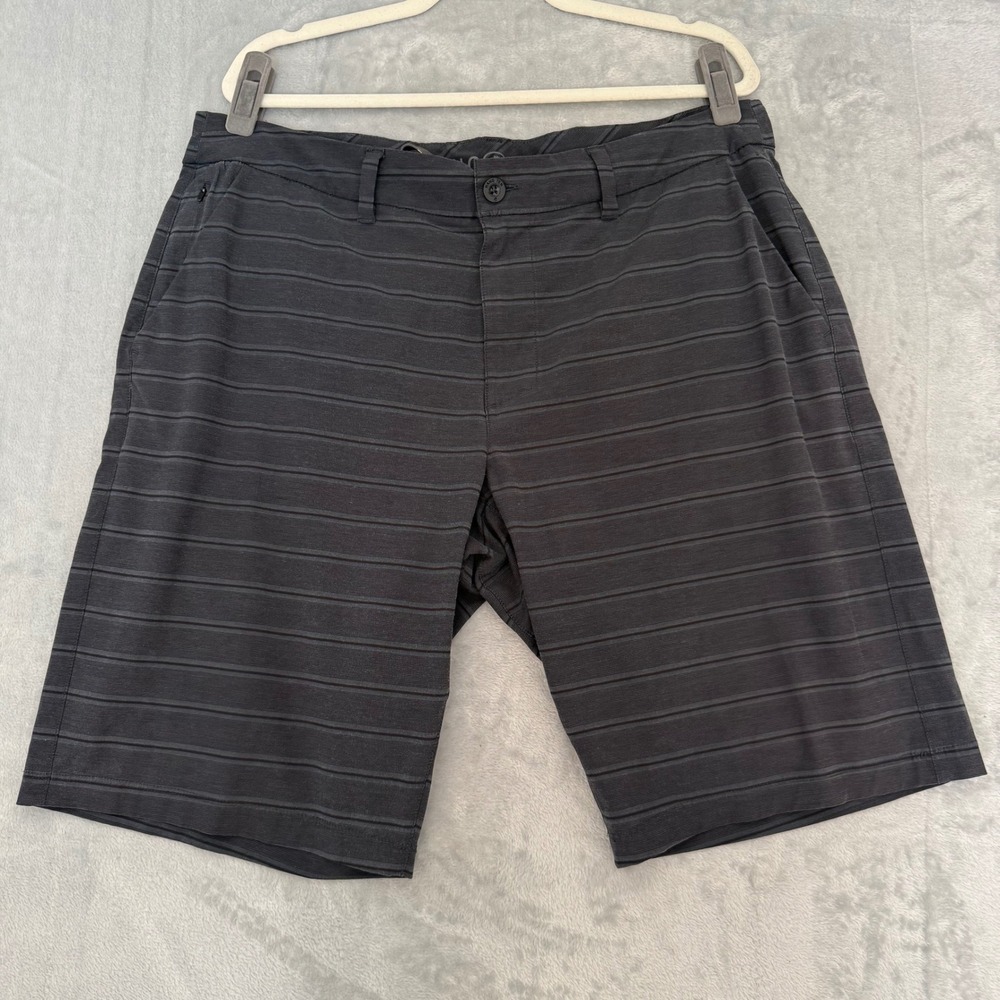 Hang Ten‎ Men's Gray Striped Hybrid Shorts Size 38 Drawstring Stretch